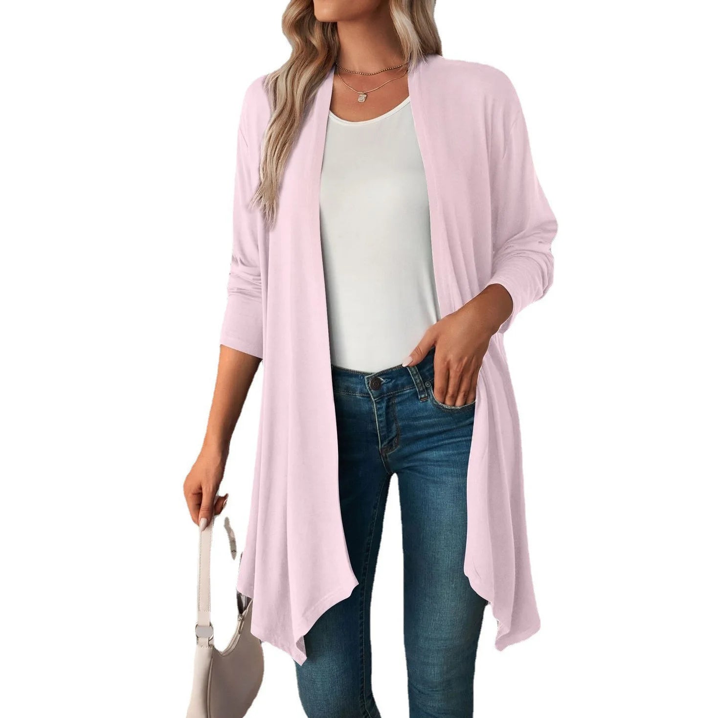 Women Soft Drape Open Front Coat