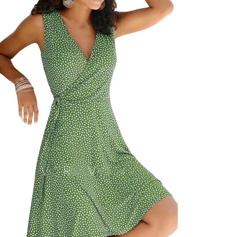 Womens Polka Dot V-Neck Dress