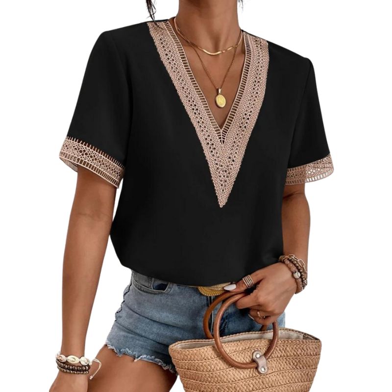 Womens Summer Lace V-neck Blouse