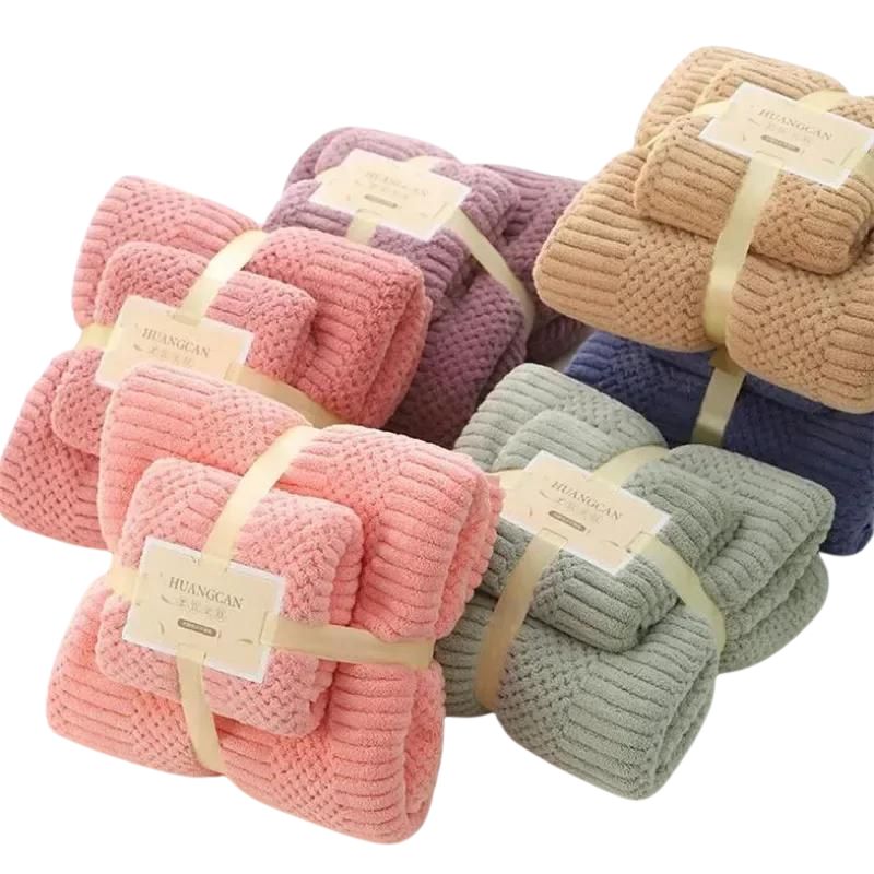 Coral Fleece Absorbent Towel Set